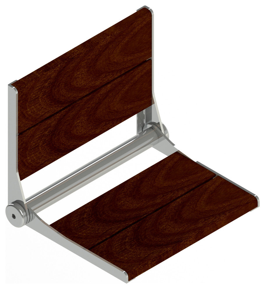 Invisia Brazilian Walnut SerenaSeat Fold Down Seat, Polished Chrome, 18"