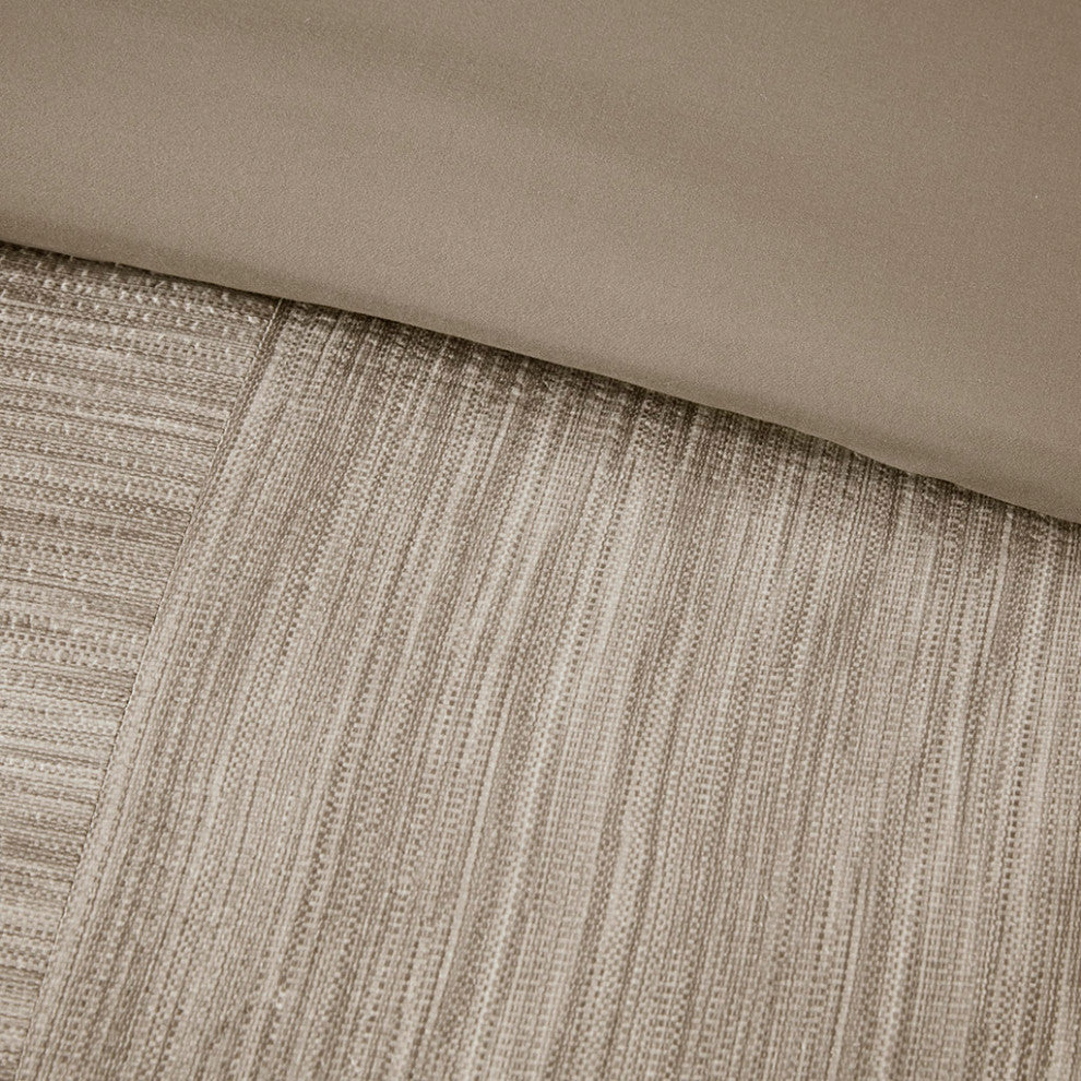 Madison Park Walter 7 Piece Printed Seersucker Comforter Set, Taupe