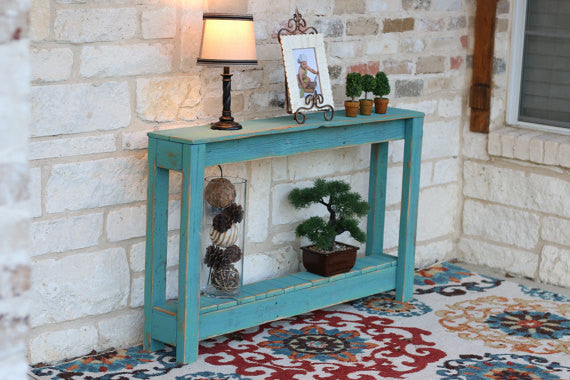 46" Rustic Console, Turquoise