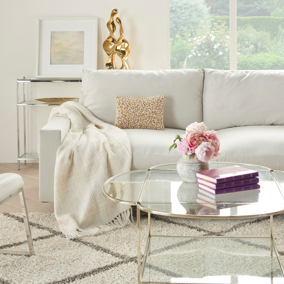 Nourison Home 10"x14" Sofia Fully Beaded Pearls Ivory Gold Throw Pillows