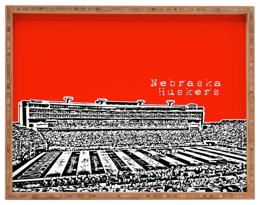 Deny Designs Bird Ave Nebraska Huskers Red Rectangular Tray