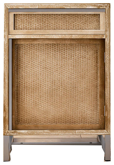 17" 1-door Accent Cabinet, Natural, White Wash