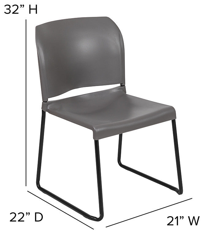 Hercules Series 880 Lb. Capacity Full Back Contoured Stack Chair-Sled Base, Gray