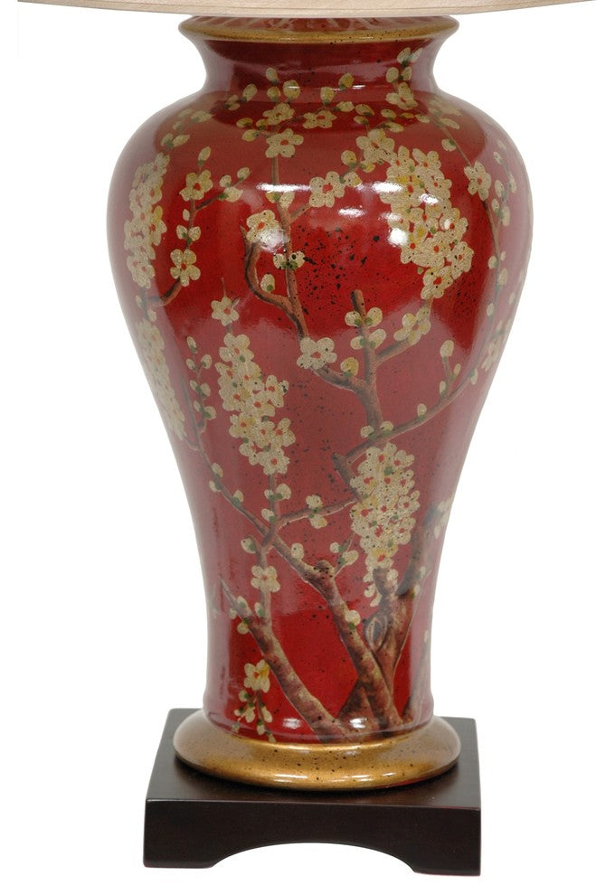 30" Glazed Sakura Blossom Vase Lamp