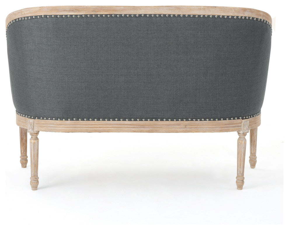 GDF Studio Megan Classical Tufted Loveseat, Dark Gray, Fabric