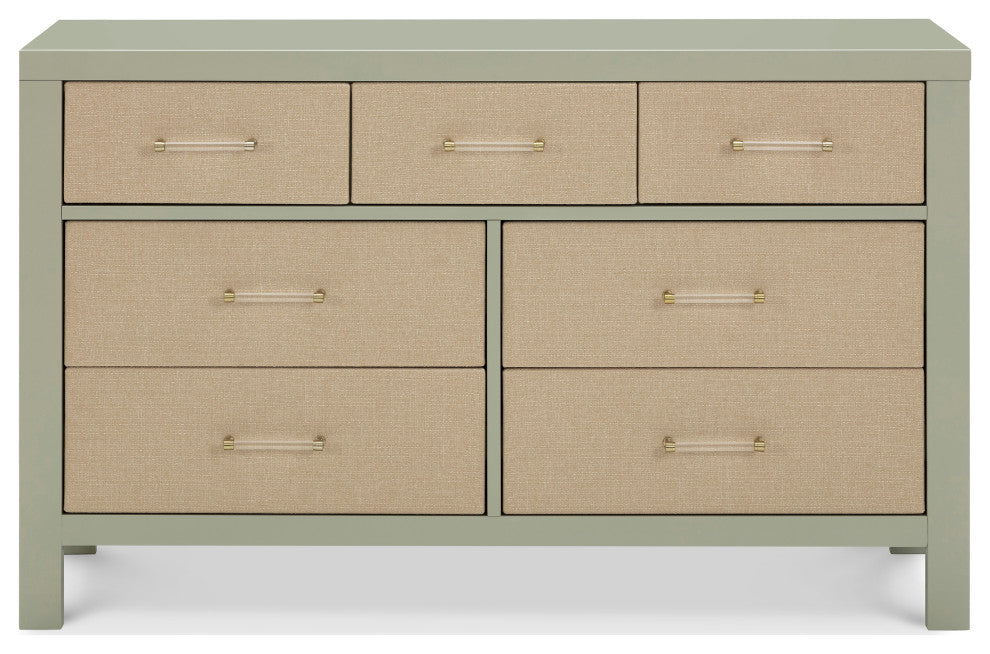 Eloise 7-Drawer Assembled Dresser, French Sage and Performance Sand Eco-Weave