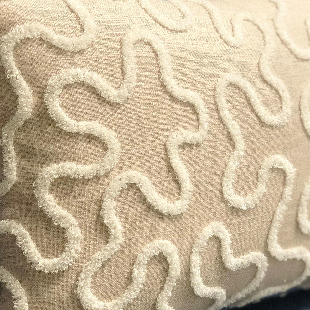 Plutus Chandra Taal Beige Geometric Luxury Throw Pillow, 20"x36" King