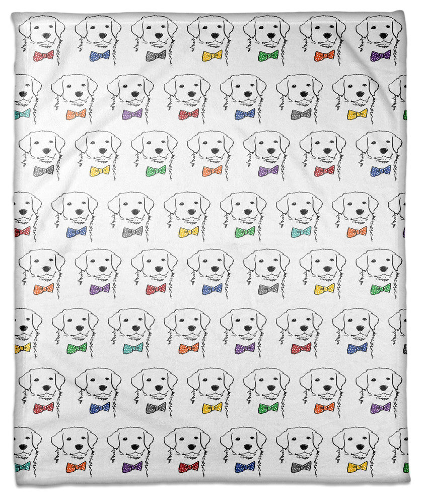 Dogs with Polka Dot Bow 30x40 Coral Fleece Blanket