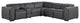 Niccolo Top Grain Italian Leather 6-Piece L-Shaped Power Reclining Sectional, Dark Grey