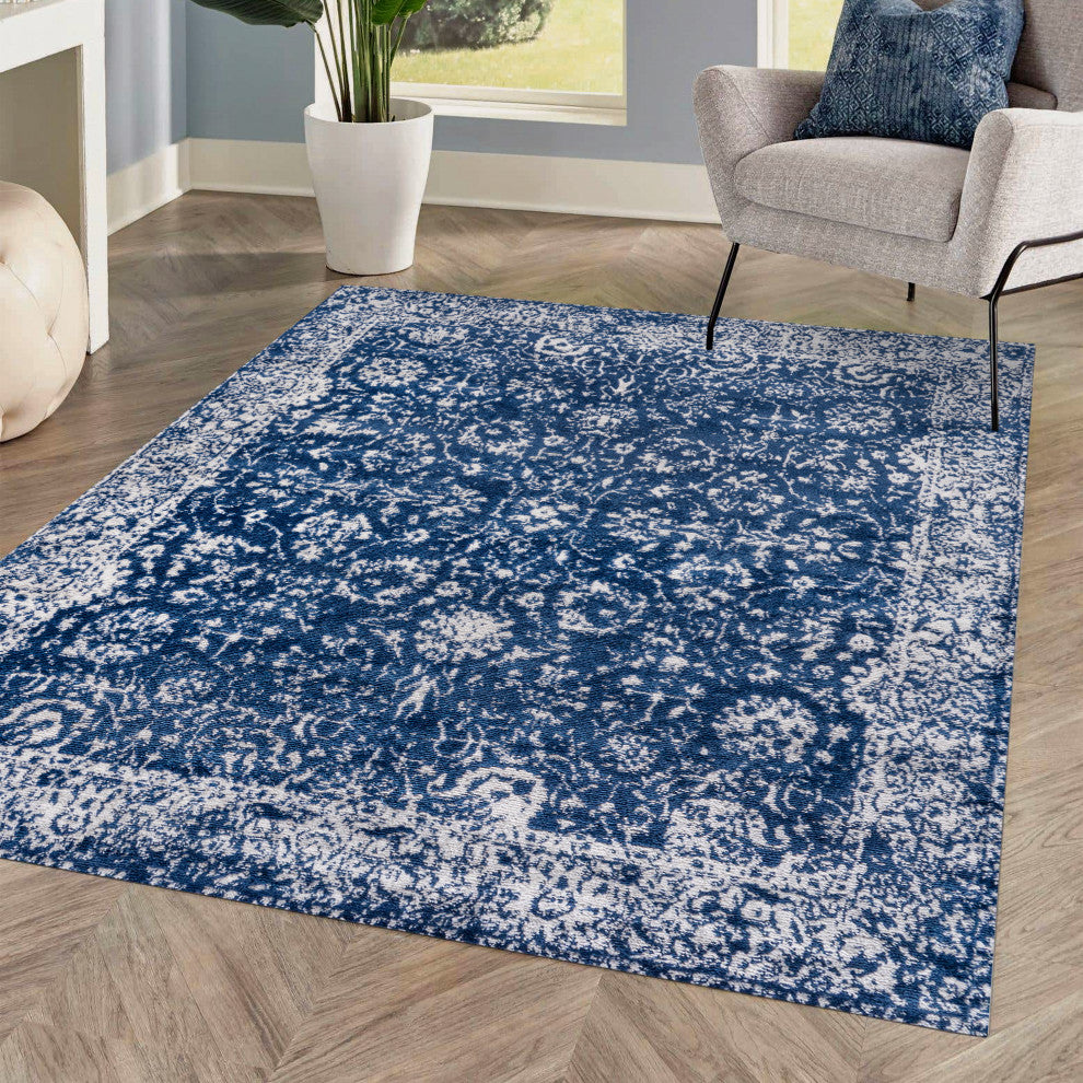 Soleiman Modern Persian Area Rug, Navy, 4 X 6