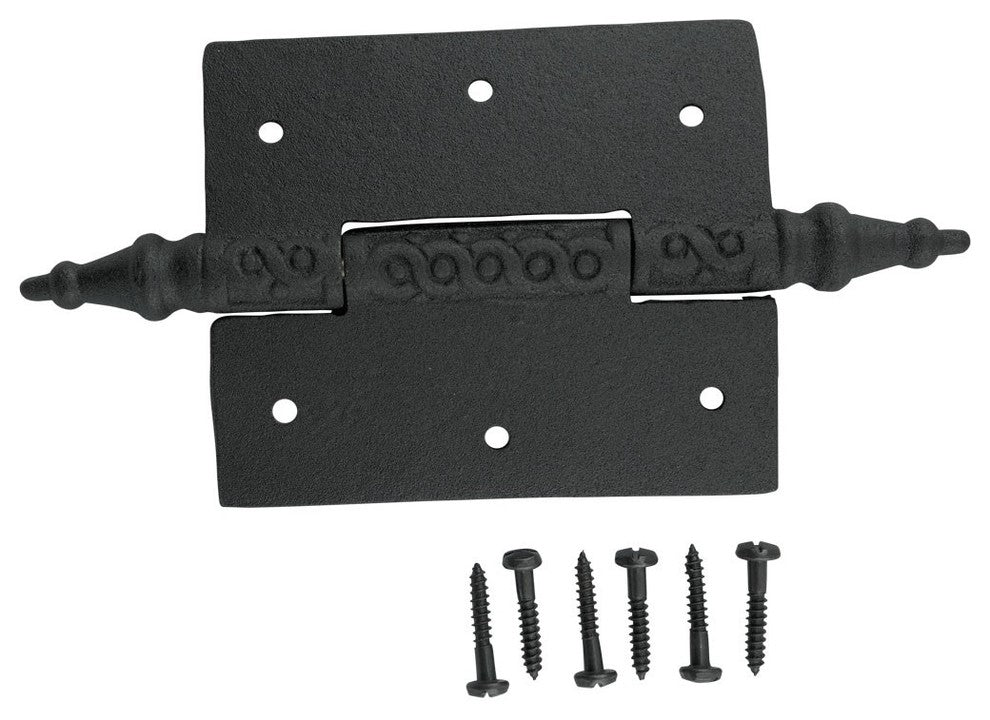 6 Pcs Black Butt Hinge Steeple Tip Wrought Iron 3" W Renovators Supply