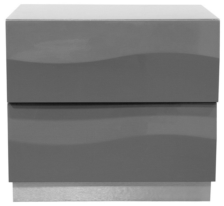 Leon 2-Drawer Gray Bedroom Nightstand