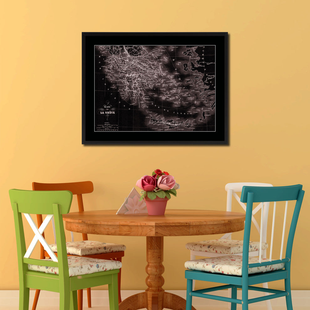 Greece Vintage Vivid Sepia Map Canvas, 16"x21"