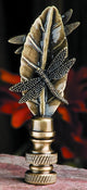 Dragonfly on Leaf Lamp Finial Antique Metal 3"h