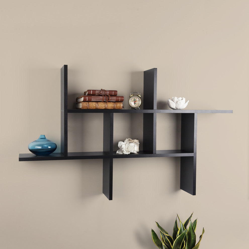 Danya B. Cantilever Cubby Wall Shelf "“ Horizontal or Vertical, Black