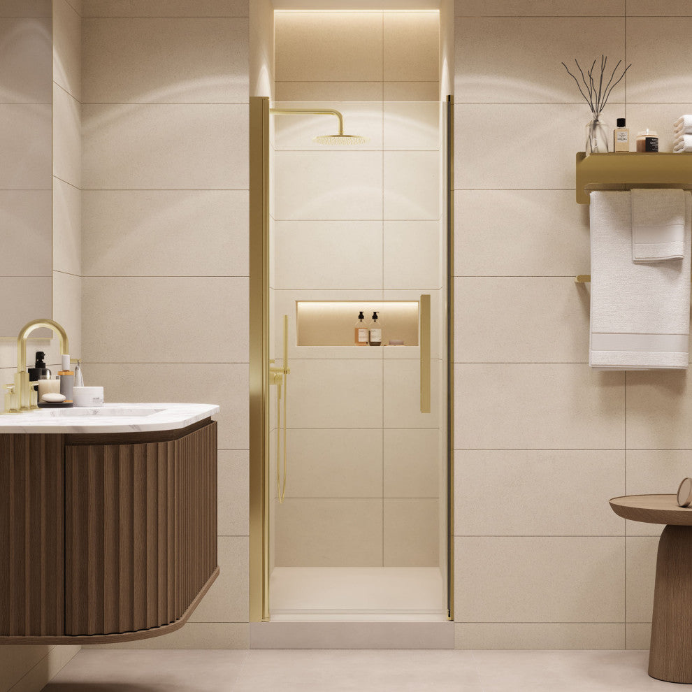 Pasadena 28-29 3/8"Wx72"H Alcove Pivot Shower Door Brushed Gold