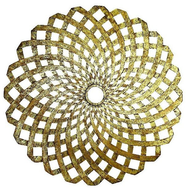 Mandala Round Open Gold Ceiling Medallion, Chandelier Mount Spiral