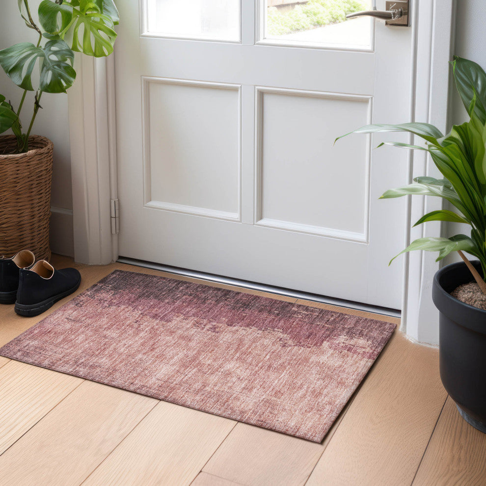 Machine Washable Indoor/Outdoor Chantille ACN1904 Coral 1'8" x 2'6" Rug