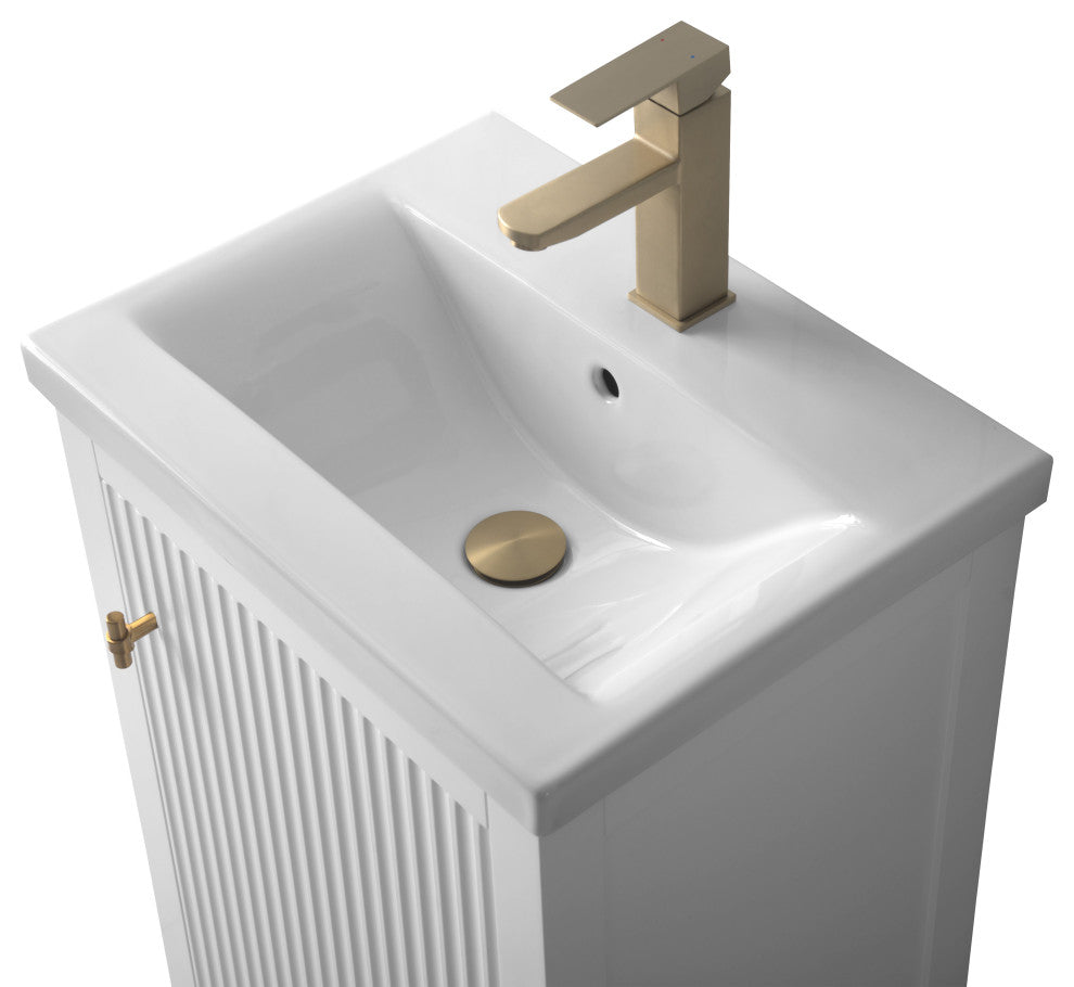 Vanity Art Freestanding Vanity, White, 20", Single Sink, Golden Brushed