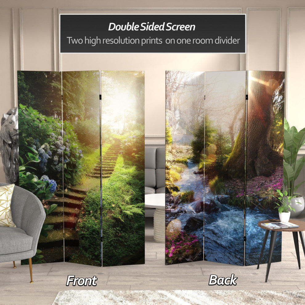 6' Tall Double Sided Stairway to Heaven Canvas Room Divider