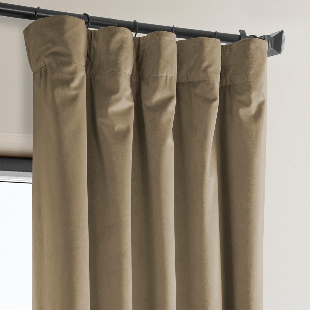 Heritage Plush Velvet Curtain Single Panel, Museum Taupe, 50"x108"