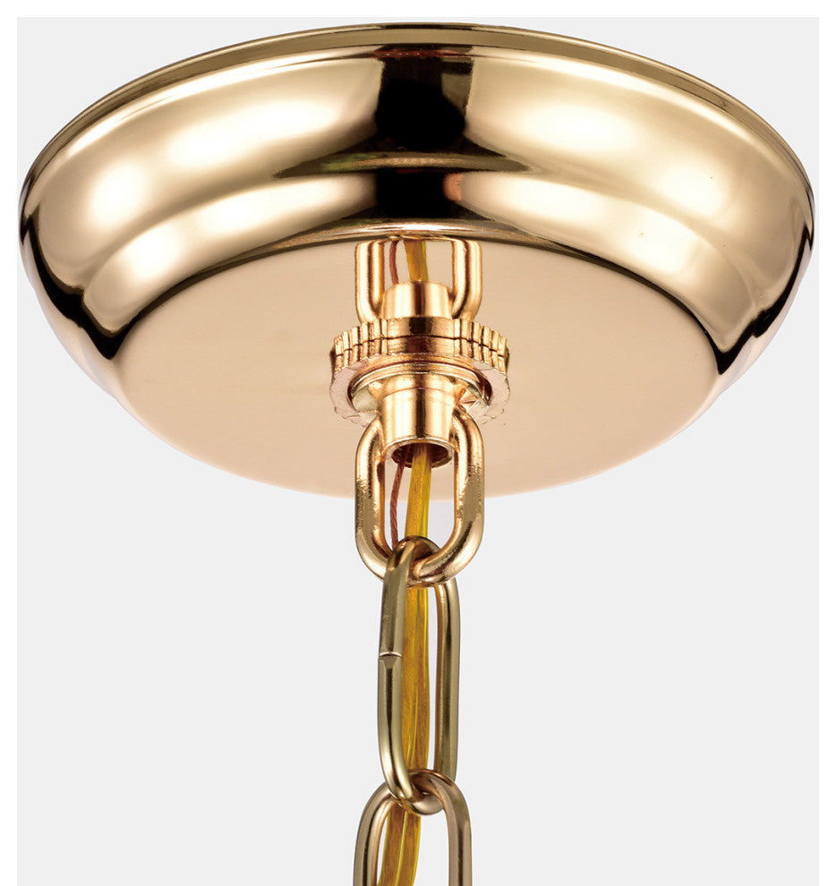 4-Light Rose Gold Round Beaded Drum Chandelier With Hanging Crystals