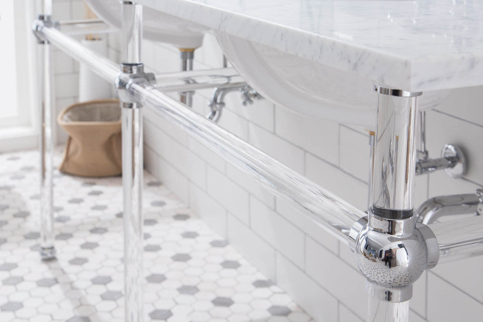 Embassy 72" Double Wash Stand, P-Trap, Countertop With Basin, Faucet, Mirror