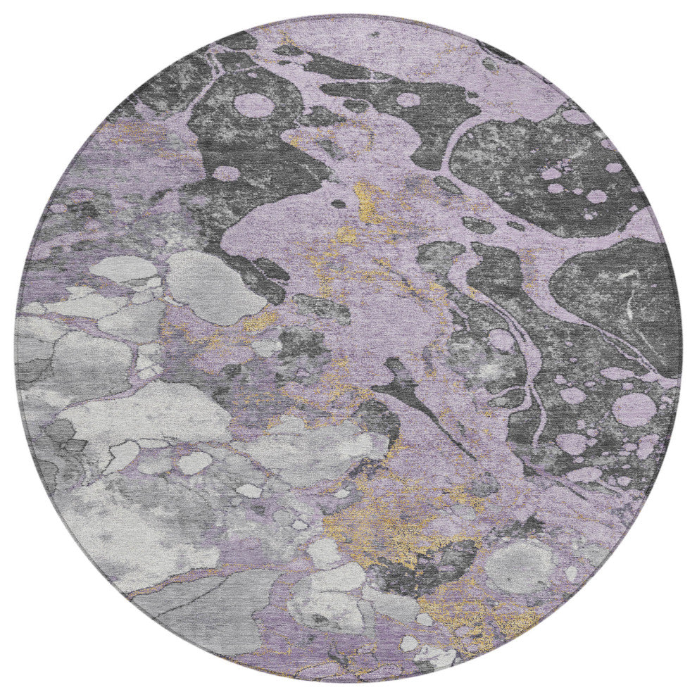 Machine Washable Indoor/Outdoor Chantille ACN1909 Violet 8' x 8' Round Rug