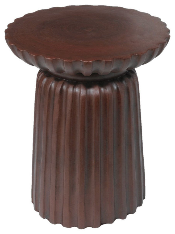 Bineau Resin Pedestal End Table, Dark Red