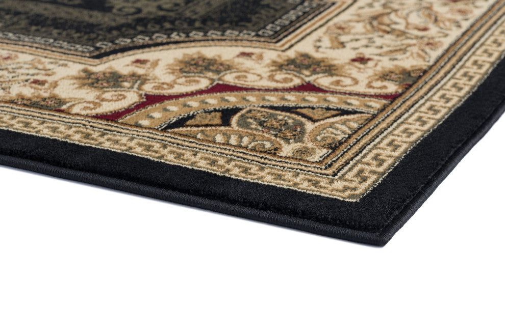 Jayden Traditional Oriental Area Rug, Black, 8'9''x12'3''