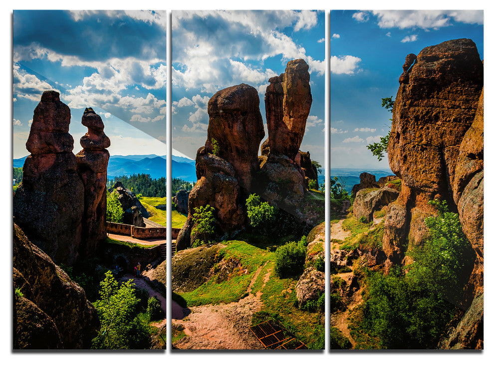 "Belogradchik City Fortress and Cliffs" Metal Wall Art, 3 Panels, 36"x28"