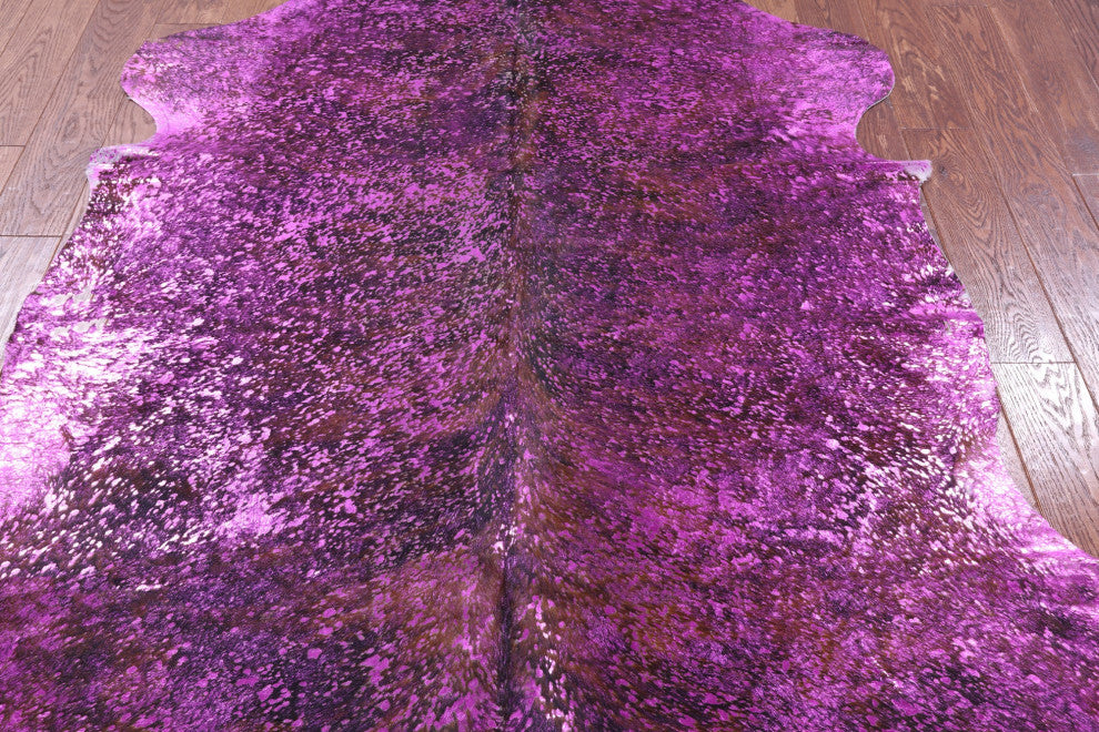 Pink Metallic Cowhide Rug 6' 4" X 5' 5" C2135