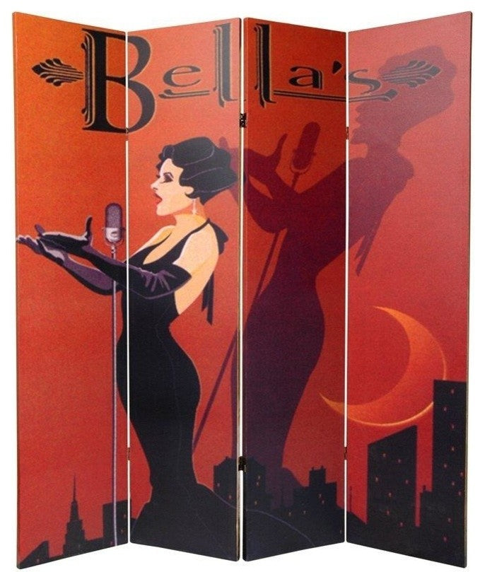 6' Tall Double Sided Mannequin and Singer Canvas Room Divider 4 Panel