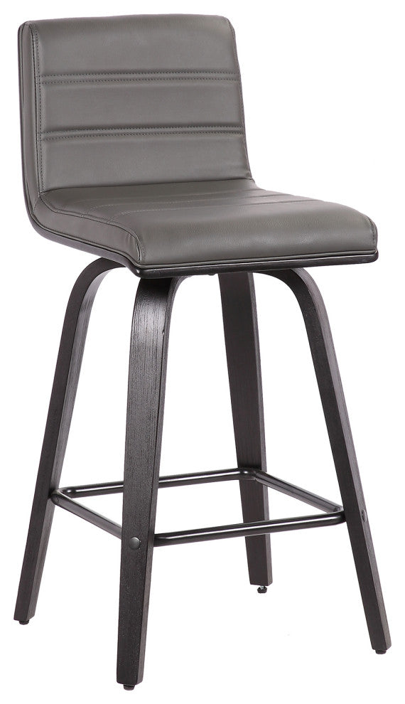 Vienna 26" Counter Height Barstool With Gray Faux Leather