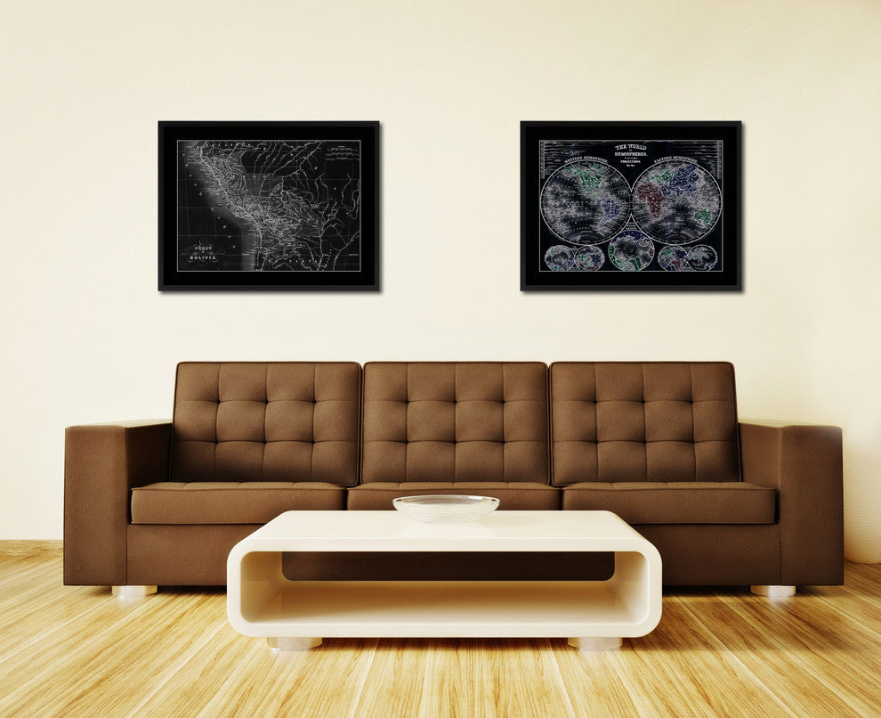 Peru Bolivia Vintage Monochrome Map Canvas, 16"x21"