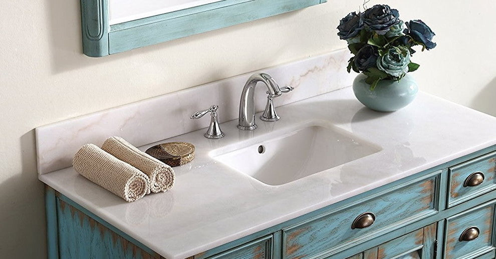 60" Abbeville Rustic Blue Double Sink Vanity