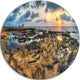 Rocky African Seashore Panorama, Beach Large Disc Metal Wall Art, 11"