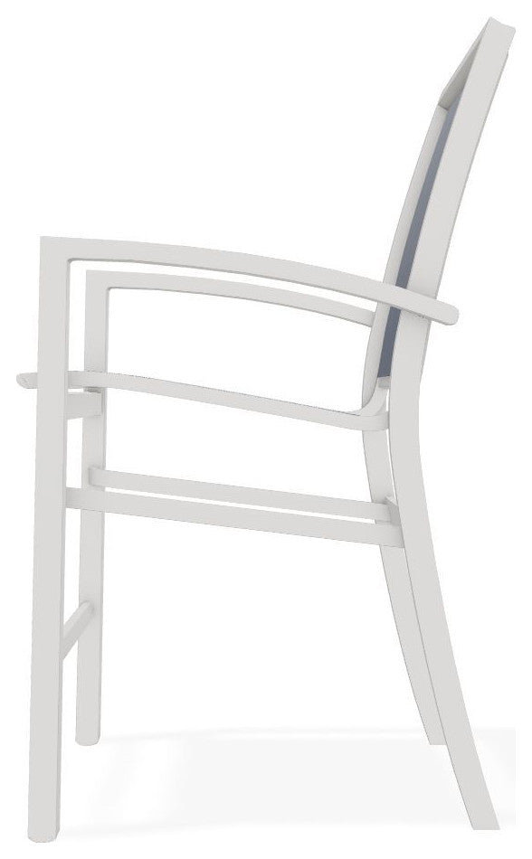 Kendall Sling Balcony Height Stackable Outdoor Stool, Mavi/Snow