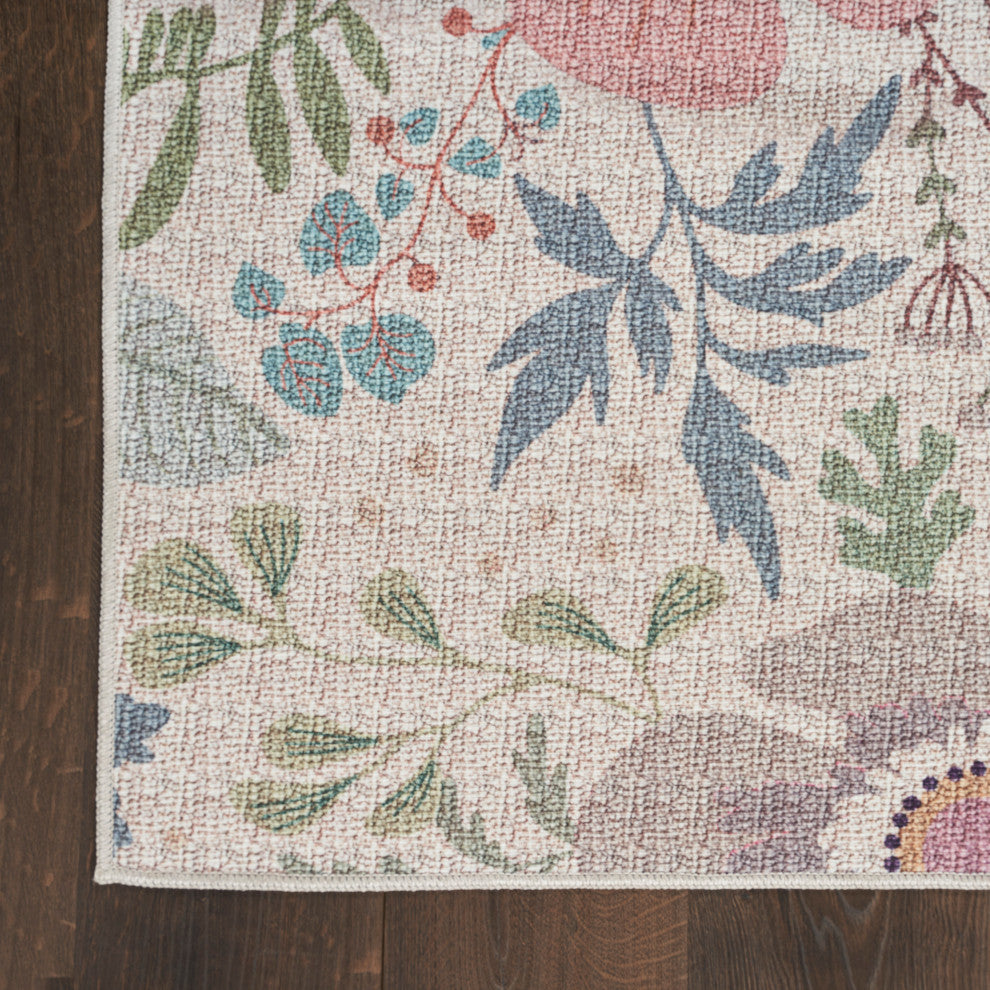Nourison Nourison Washables 2' x 3' Cream Multicolor Farmhouse Indoor Rug
