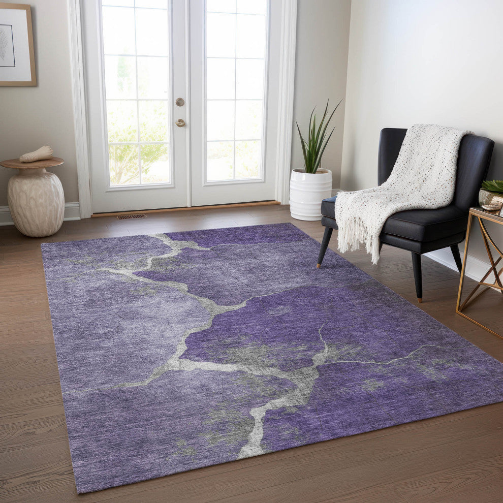 Machine Washable Indoor/Outdoor Chantille ACN1889 Purple 9' x 12' Rug