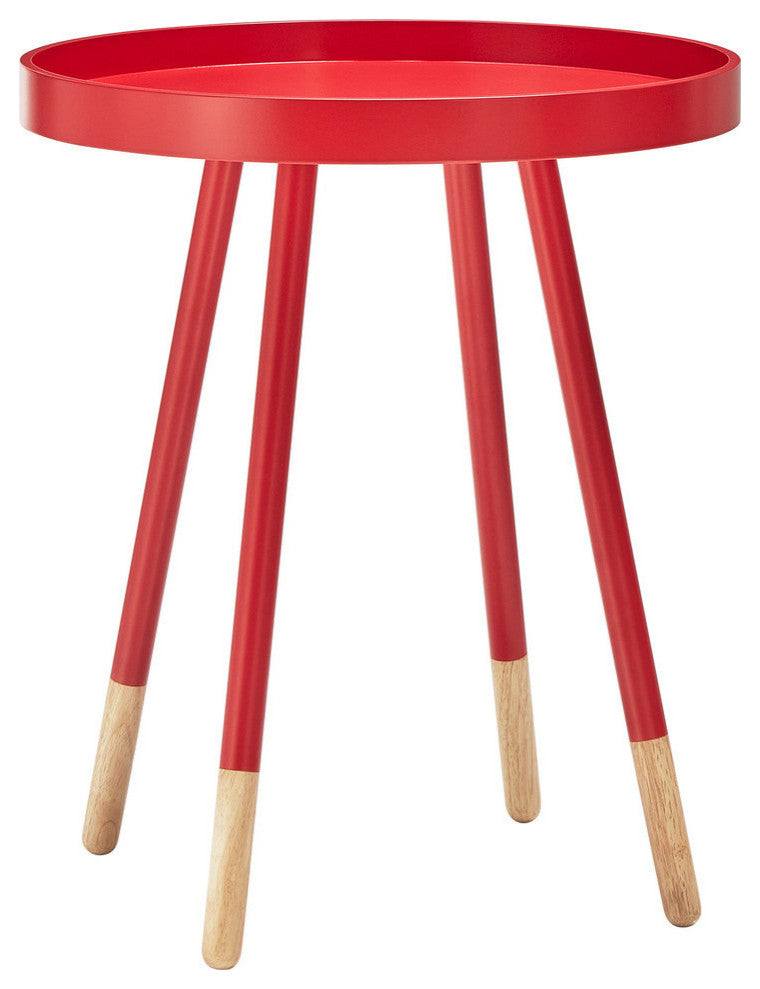 Zoe Retro, Mid Century Modern Tray Top Side Table, Red
