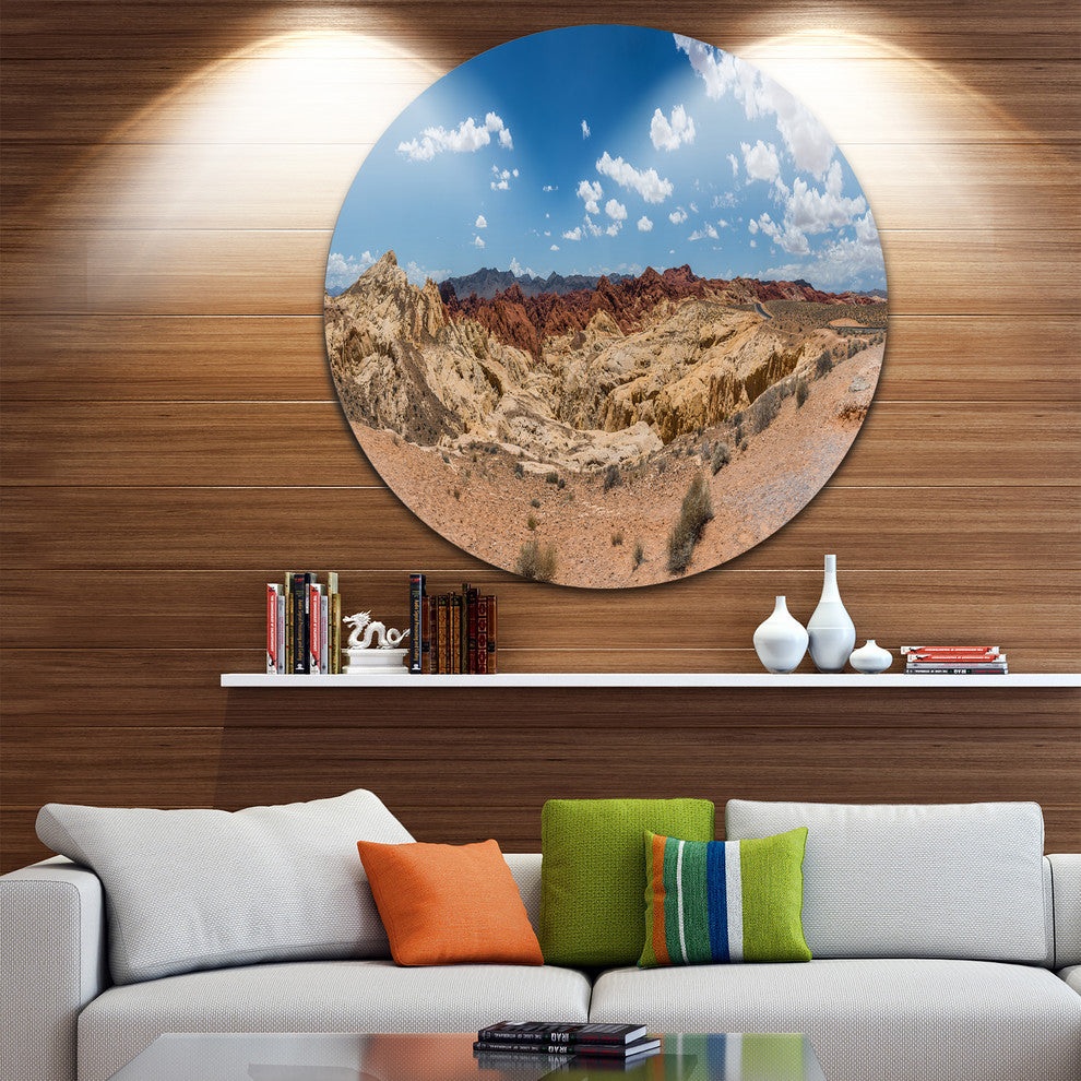Valley Of Fire Landscape Panorama, Landscape Disc Metal Wall Art, 36"