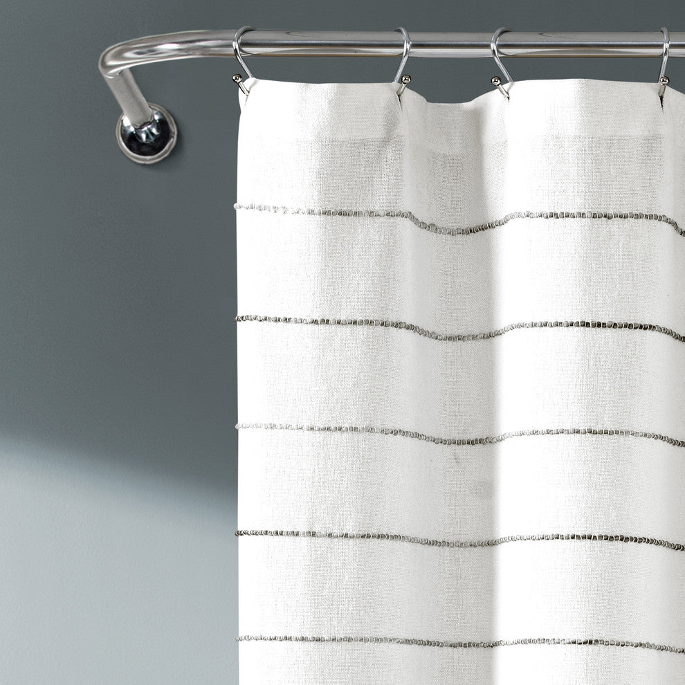 Ombre Stripe Yarn Dyed Cotton Shower Curtain, 72"x72", Gray