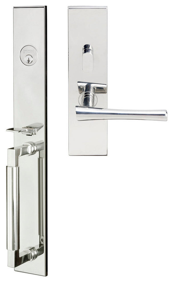 Champagne Lever, Mortise Entry Handleset, Left Hand, Polished Stainless Steel