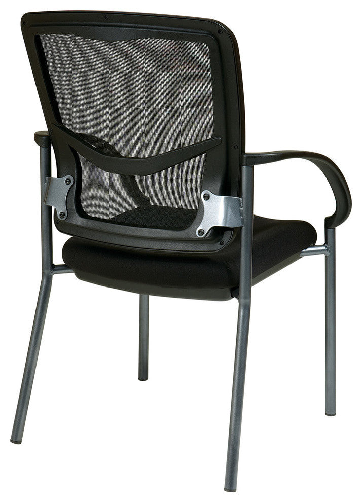 ProGrid Black Visitors Chair with Arms and Titanium Finish Fabric Seat