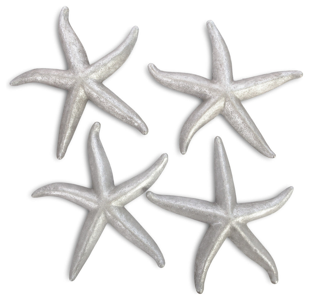 Starfish, Silver Leaf, Set of 4, Large