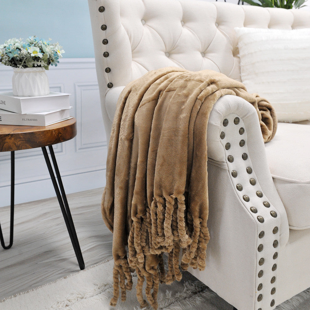 Braided Rope Flannel Fleece Throw, Amphora, 60"x80"