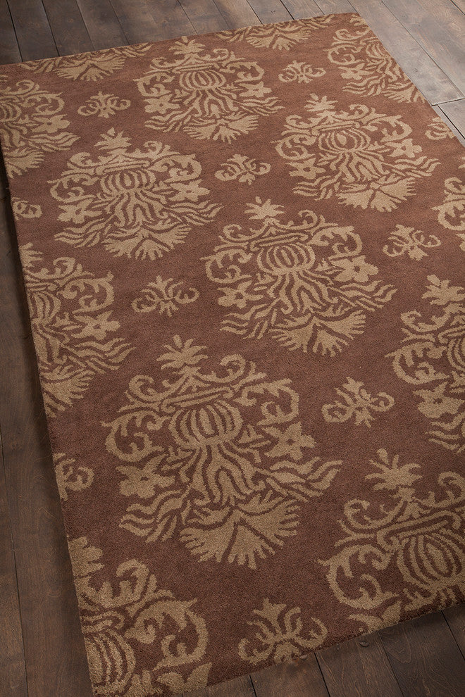 Antara Baroque Contemporary Area Rug, Brown, 5'x7'6" Rectangle