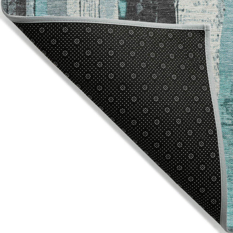 Machine Washable Indoor/Outdoor Chantille ACN1872 Teal 3' x 5' Rug