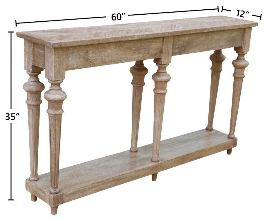 Arin 60" Traditional Turned Leg Console Table, Mango Hardwood